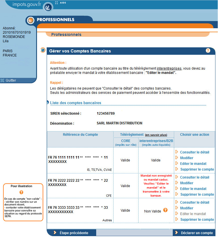 Déclarer un nouveau compte bancaire